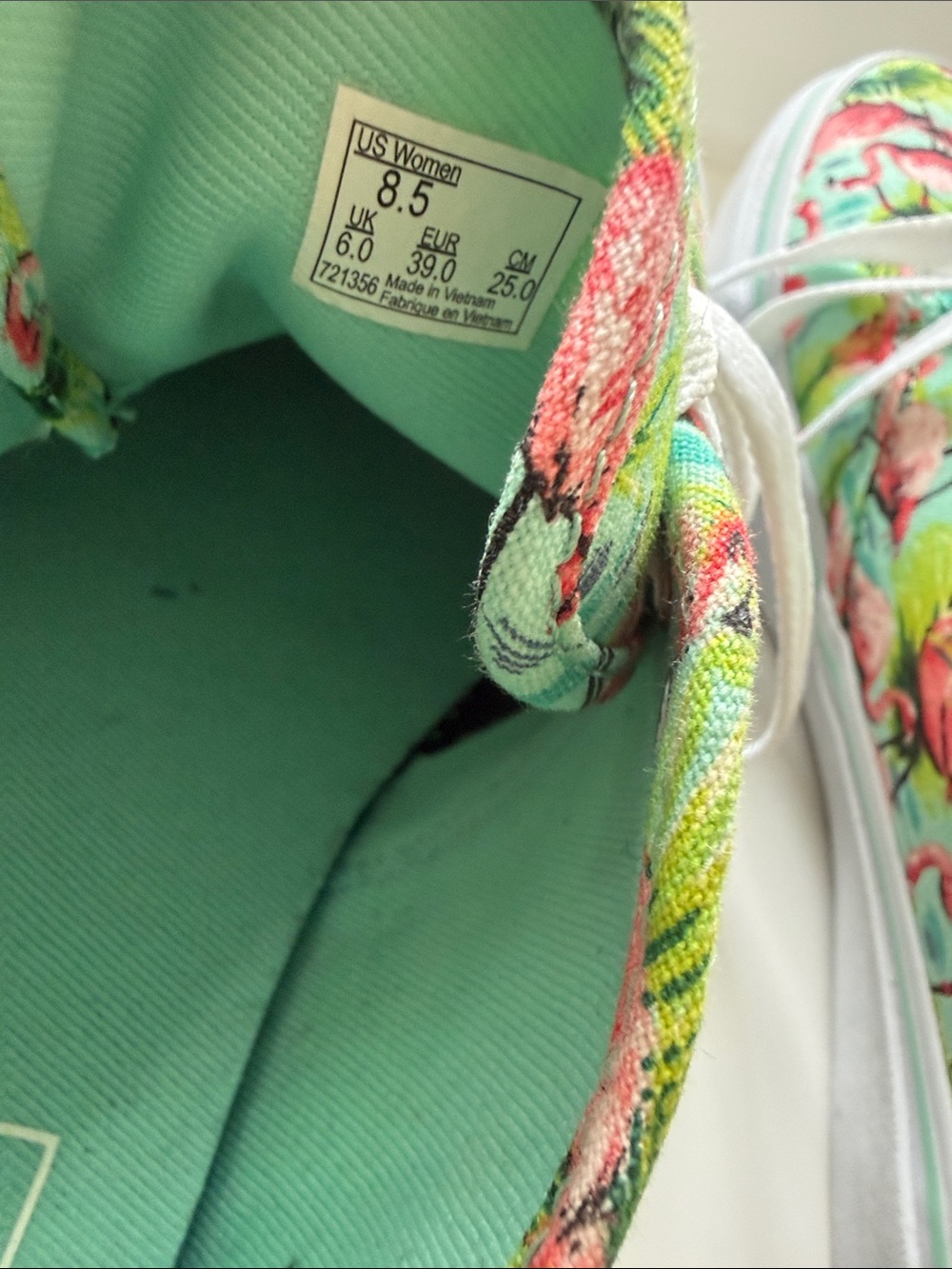 Vans Flamingo Canvas Sneakers - Pink & Green - Picture 4 of 7